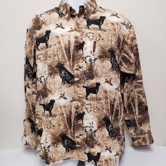 Magellan Sportswear Mens Bird Labrador Dog Button Long Sleeve Shirt Size Large - Picture 1 of 6